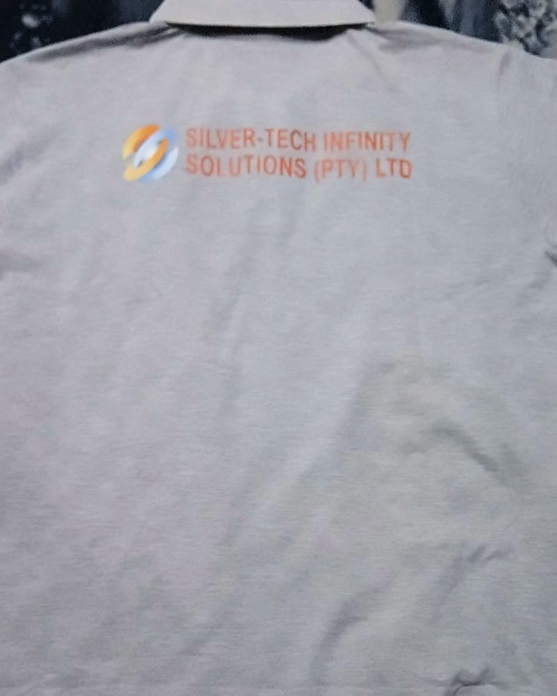 Silver-Tech Infinity Solutions β branded grey golfer (back)